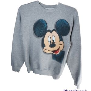 Vintage Mickey Mouse Small Sweatshirt gray L/S Crew Neck by Walt Disney Land